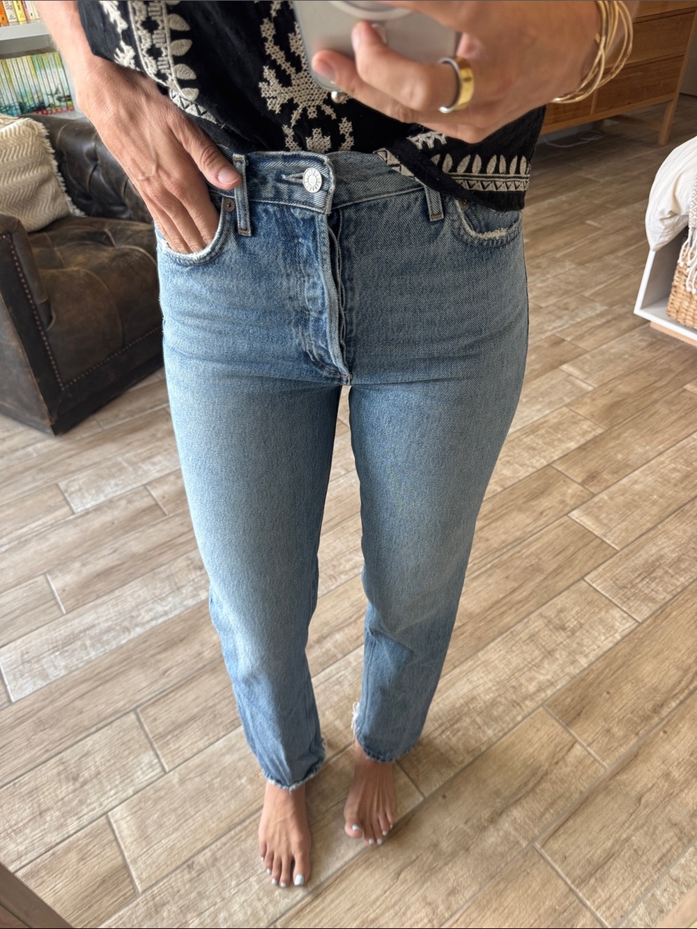 Agolde 90's Pinch High-Rise Straight Leg Women’s Jeans - Light Blue